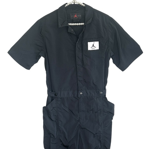 Air Jordan Parachute Jumpsuit‎ Small Black Utility Streetwear Tapered Pockets - Picture 3 of 10